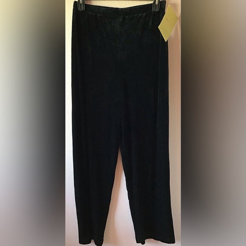 NWT QVC Susan graver black velvet pants size large